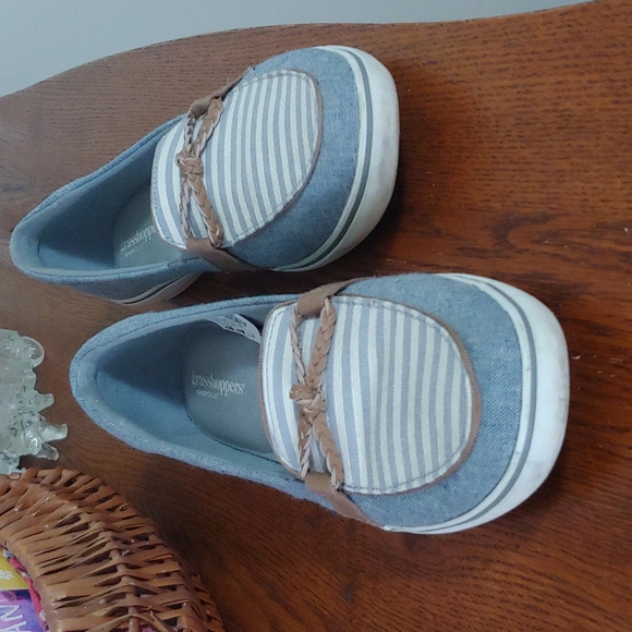 Grasshopper denim stripe casual shoes